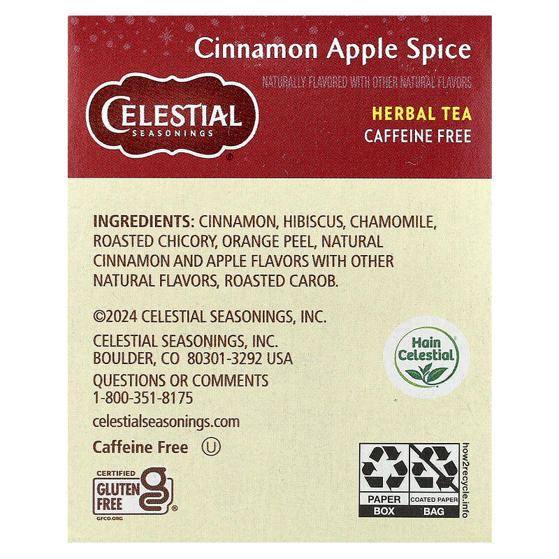 Té de hierbas, Canela, manzana y especias, Sin cafeína, 20