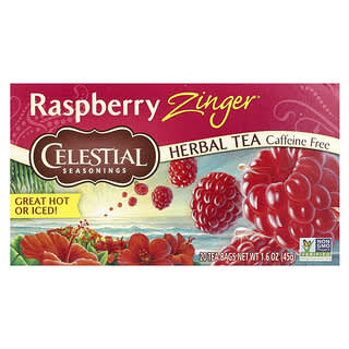 Celestial Seasonings, Herbal Tea, Raspberry Zinger®, Caffeine Free, 20 Tea Bags, 1.6 oz (45 g)