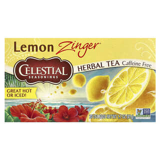 Celestial Seasonings, Herbal Tea, Zinger de Limão, Sem Cafeína, 20 Saquinhos de Chá, 47 g (1,7 oz)