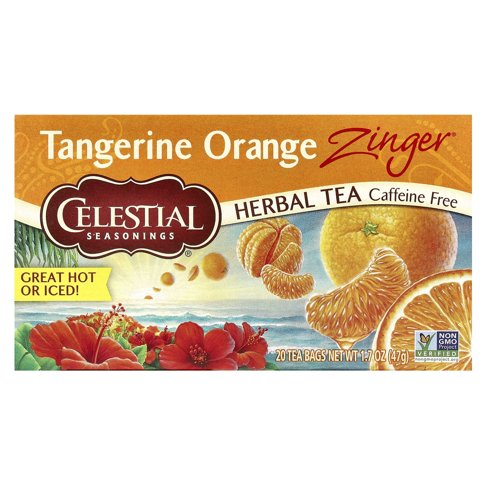 Celestial Seasonings, Herbal Tea, Tangerine Orange Zinger®, Caffeine Free, 20 Tea Bags, 1.7 oz