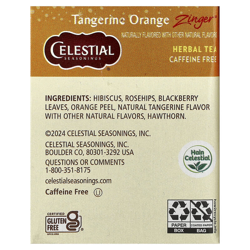 Herbal Tea, Tangerine Orange Zinger®, Caffeine Free, 20 Tea Bags