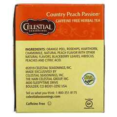 Celestial Seasonings, Té de hierbas, pasión de durazno del campo, sin cafeína, 20 bolsitas de té, 41 g (1,4 oz)