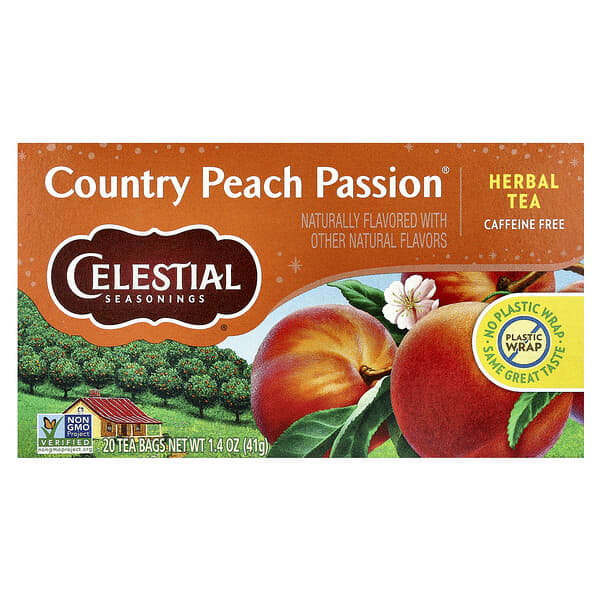 Celestial Seasonings, 허브차, Country Peach Passion, 카페인 무함유, 티백 20개, 41g(1.4oz)