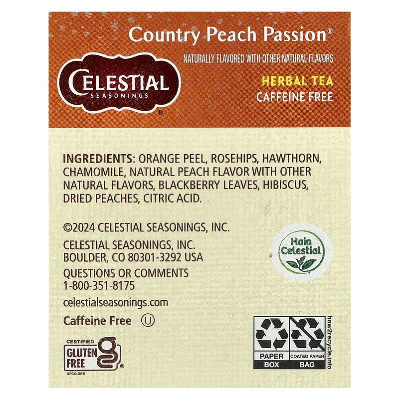Herbal Tea, Country Peach Passion®, Caffeine Free, 20 Tea Bags