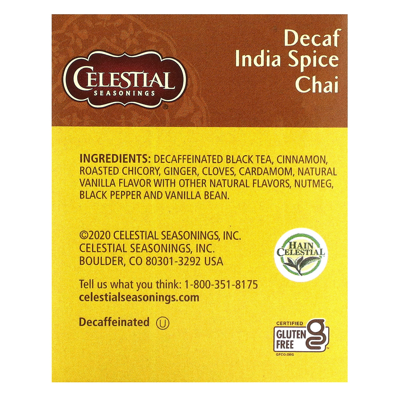 Celestial Seasonings, Black Tea & Exotic Spices, India Spice Chai