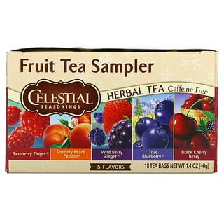 Celestial Seasonings, Amostrador de Chá de Frutas, Chá de Ervas, Sem Cafeína, 5 Sabores, 18 Saquinhos de Chá, 40 g (1,4 oz)