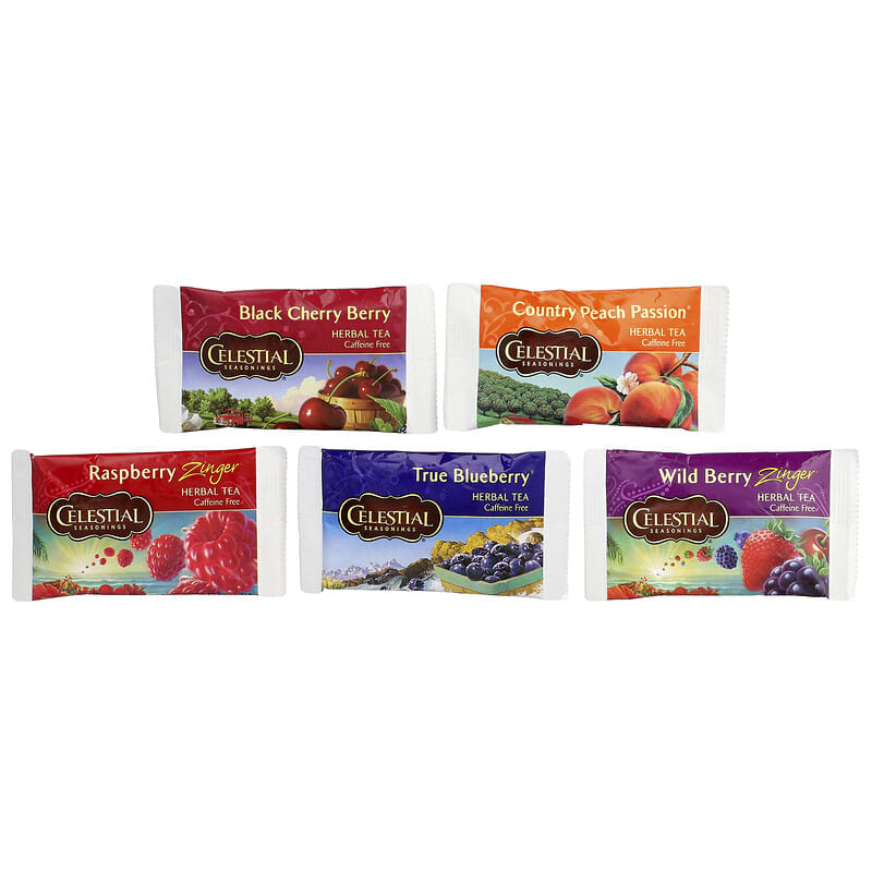 Fruit Tea Sampler, 5 Flavors, Caffeine Free, 18 Tea Bags, 1.4 oz
