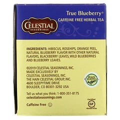 Celestial Seasonings, Chá de Ervas, Sem Cafeína, True Blueberry, 20 Saquinhos de Chá, 1,6 oz. (45 g)