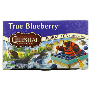 Celestial Seasonings, Chá de Ervas, Sem Cafeína, True Blueberry, 20 Saquinhos de Chá, 1,6 oz. (45 g)