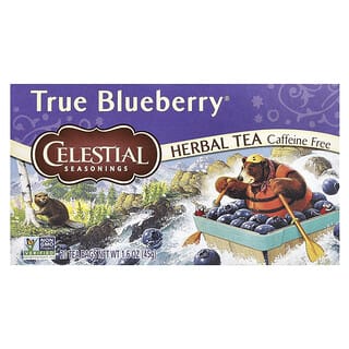 Celestial Seasonings, Té Herbal, Sin Cafeína, Moras Azules Auténticas, 20 Bolsitas de Té, 1.6 oz (45 g)