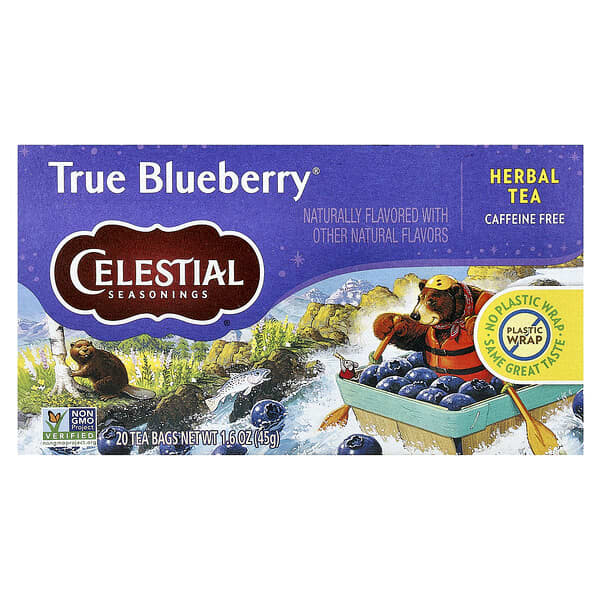 Celestial Seasonings, 허브차, True Blueberry®, 카페인 무함유, 티백 20개, 45g(1.6oz)