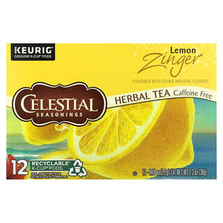 Celestial Seasonings, травяной чай, Zinger, лимон, без кофеина, 12 K-Cup капсул по 3,2 г (0,11 унции)