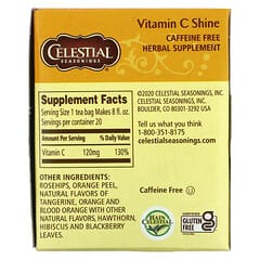 Celestial Seasonings, Herbal Supplement, Vitamin C Shine, Caffeine Free, 20 Tea Bags, 1.6 oz (47 g)