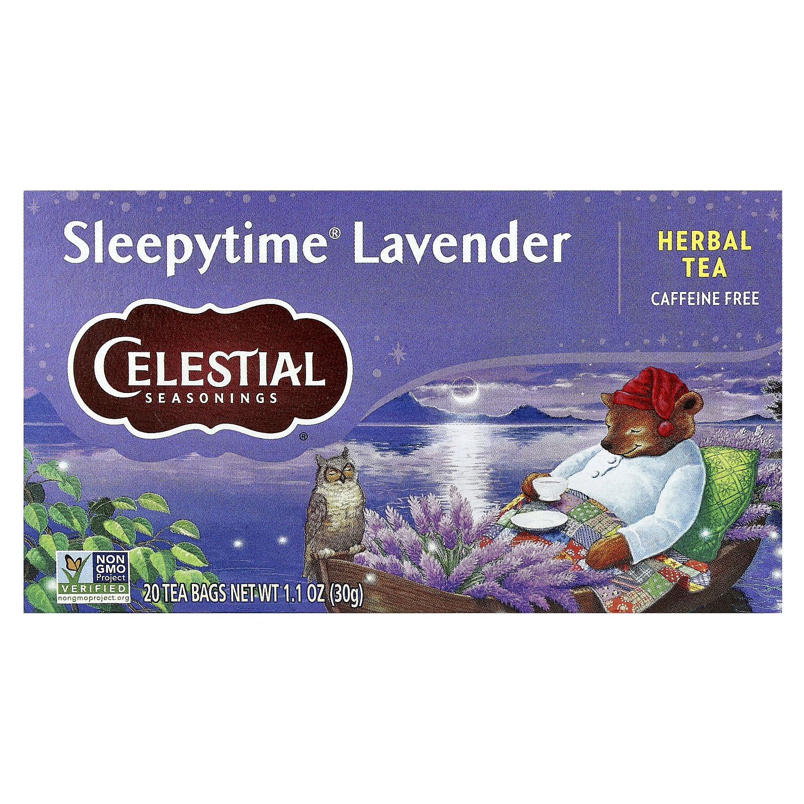 Celestial Seasonings, Herbal Tea, Sleepytime® и лаванда, без кофеина, 20 чайных пакетиков, 30 г (1,1 унции)