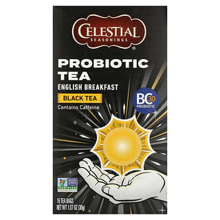 Celestial Seasonings, Chá Preto Probiótico, Café da Manhã Inglês, 16 Saquinhos de Chá 30 g (1,07 oz)