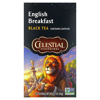 Celestial Seasonings, Chá Preto, Café da Manhã Inglês, 20 Saquinhos de Chá, 44 g (1,5 oz)
