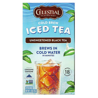 Celestial Seasonings, Té helado frío, Té negro sin endulzar, 18 bolsitas de té, 35 g (1,2 oz)