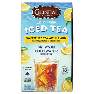 Celestial Seasonings, Cold Brew Iced Tea, подслащенный чай с лимоном, 18 чайных пакетиков, 37 г (1,3 унции)