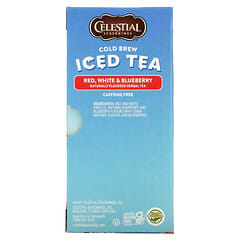 Celestial Seasonings, Thé glacé infusé à froid, Rouge, blanc et myrtille, Sans caféine, 18 sachets de thé, 31 g
