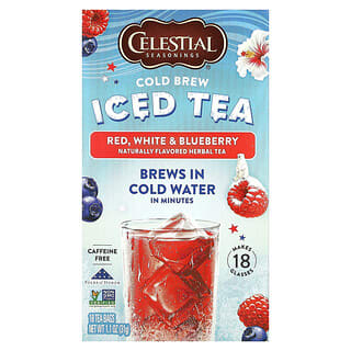 Celestial Seasonings, Холодный чай со льдом, красный, белый и голубика, без кофеина, 18 чайных пакетиков, 31 г (1,1 унции)