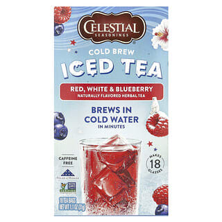 Celestial Seasonings, Cold Brew Iced Tea, Rot-, Weiß- und Heidelbeere, koffeinfrei, 18 Teebeutel, 31 g (1,1 oz.)