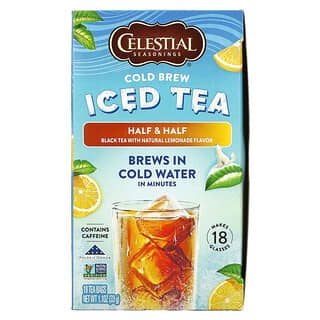 Celestial Seasonings, Té helado frío, Mitad y mitad té negro con limonada natural, 18 bolsitas de té, 33 g (1,1 oz)
