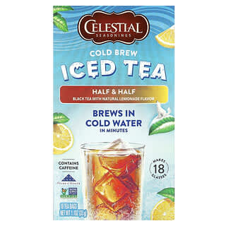Celestial Seasonings, Cold Brew Iced Tea, Half & Half Black Tea with Natural Lemonade, 18 Tea Bags, 1.1 oz ( 33 g)
