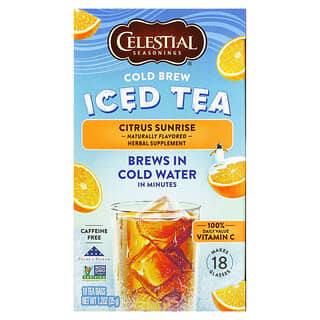 Celestial Seasonings, شاي بارد مثلج ، Citrus Sunrise ، خالٍ من الكافيين ، 18 كيس شاي ، 1.2 أونصة (35 جم)