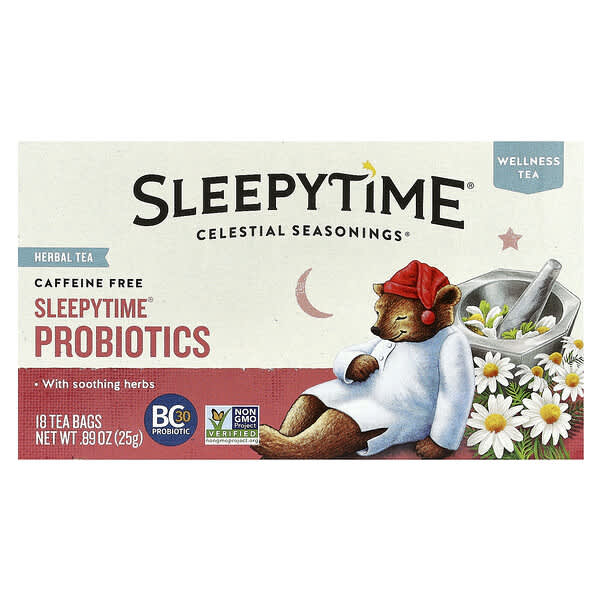 Celestial Seasonings Wellness Tea, Sleepytime® Probiotics, Caffeine Free, 18 Tea Bags 0.89 oz (25 g)