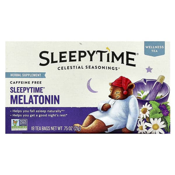 Wellness Tea, Sleepytime® Melatonin, Caffeine Free, 18 Tea Bags, 0.75 oz (21 g)