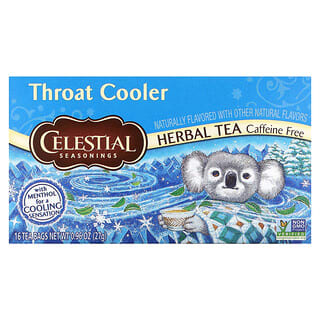 Celestial Seasonings, Herbal Tea, Throat Cooler, Caffeine Free, 16 Tea Bags, 0.96 oz (27 g)