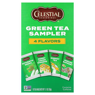 Celestial Seasonings, Échantillonneur de thé vert, 4 arômes, 15 sachets de thé, 30 g