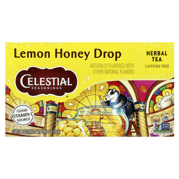 Celestial Seasonings Herbal Tea, Lemon Honey Drop, Caffeine Free, 16 Tea Bags, 0.8 oz (22 g)