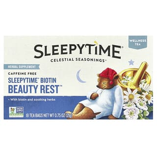 Celestial Seasonings, SleepyTime® Biotin Beauty Rest, без кофеина, 18 чайных пакетиков, 21 г (0,75 унции)