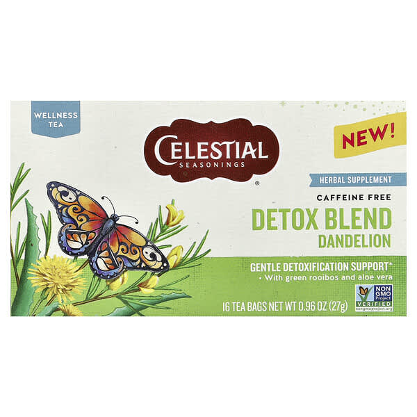 Celestial Seasonings Detox Blend, Dandelion, Caffeine Free, 16 Tea Bags, 0.96 oz (27 g)