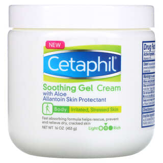 Cetaphil, Crema en gel calmante con aloe, Medio, Sin fragancia, 453 g (16 oz)