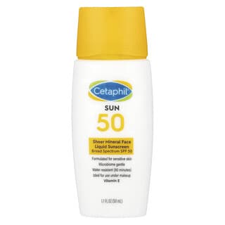 Cetaphil, Protetor solar facial totalmente mineral, com FPS 50, 50 ml (1,7 fl oz)