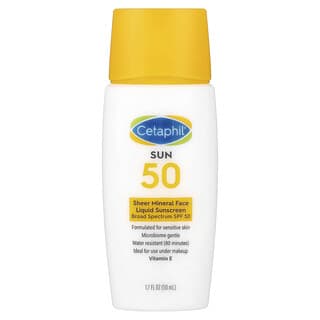 Cetaphil, Sheer Mineral Face Liquid Sunscreen, SPF 50, Fragrance Free, 1.7 fl oz (50 ml)