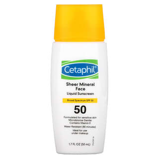 Cetaphil, Protector solar líquido para el rostro Sheer Mineral, FPS 50, 50 ml (1,7 oz. Líq.)