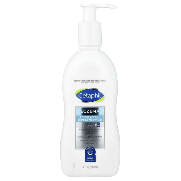 Cetaphil, Eczema, Restoraderm® Soothing Moisturizer, For Sensitive Skin, Fragrance Free, 10 fl oz (296 ml)