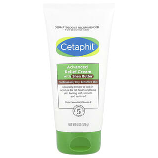 Cetaphil, Усъвършенстван облекчаващ крем с масло от шеа, продължително суха, чувствителна кожа, 6 унции (170 g)