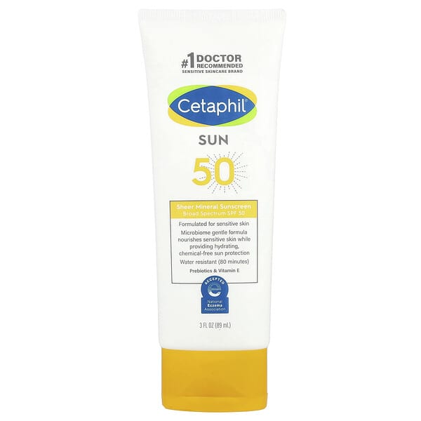 Cetaphil, 시어 미네랄 자외선 차단제, 브로드 스펙트럼 SPF 50, 89ml(3fl oz)