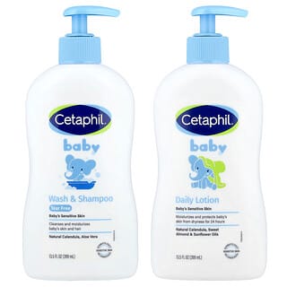 Cetaphil, Baby, набор основных средств для здоровой кожи, набор из 2 предметов, 399 мл (13,5 жидк. унц.)