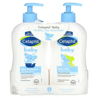 Cetaphil, Bebé, Set de productos esenciales para una piel saludable`` Set de 2 piezas, 399 ml (13,5 oz. Líq.) Cada una