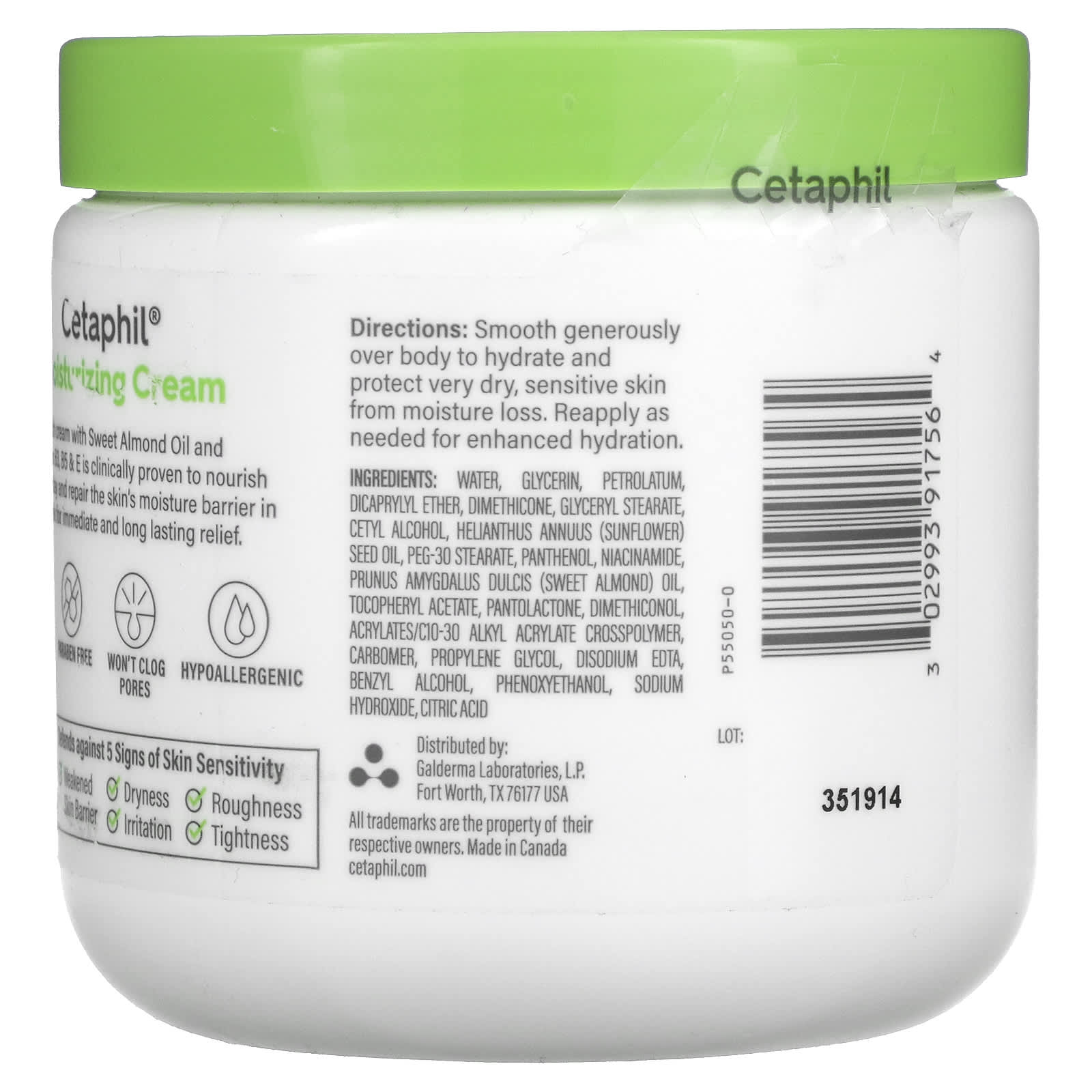 Cetaphil, Moisturizing Cream, Fragrance Free, 16 oz (453 g) Image 3