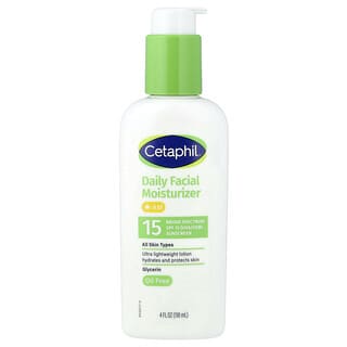 Cetaphil, Daily Facial Moisturizer with Sunscreen, SPF 15, All Skin Types, 4 fl oz (118 ml)