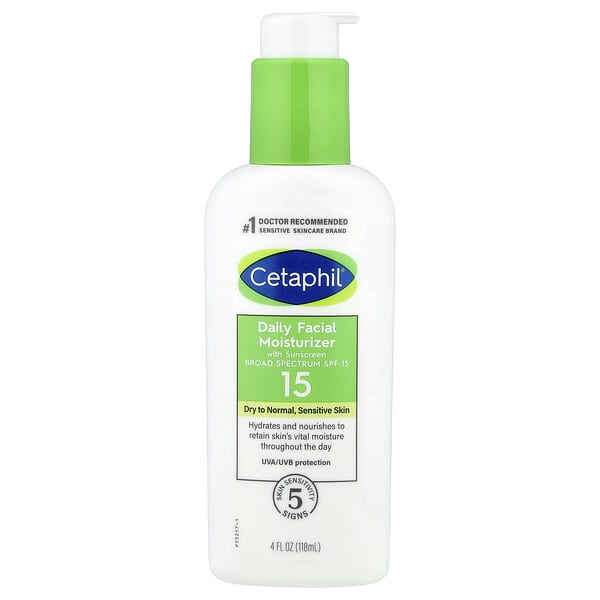 Cetaphil, Daily Facial Moisturizer with Sunscreen, SPF 15, Fragrance Free, 4 fl oz (118 ml)