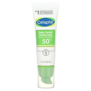 Cetaphil‏, Daily Facial Moisturizer, קרם הגנה מהשמש SPF 50+, קרם לחות יומי לפנים, 50 מ"ל (1.7 אונקיות נוזל)