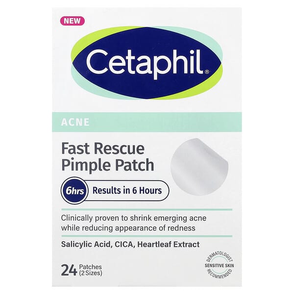 Cetaphil, 패스트 레스큐 여드름 패치, 민감성 피부, 패치 24개(2가지 크기)