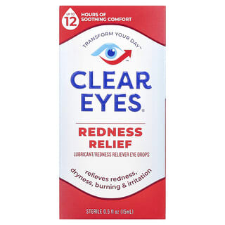 Clear Eyes, Rötungslinderung, Gleitmittel/Rötungsschutz-Augentropfen, 15 ml (0,5 fl. oz.)